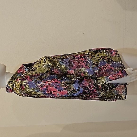 J. Jill Size Small Abstract Floral Sheer Button Down Shirt Colorful Blouse Top M - Picture 7 of 9